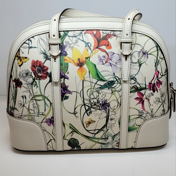 Gucci Flora White Leather Dome Bag - Picture 2 of 16